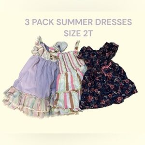 3 PACK SUMMER STYLE DRESSES IN SIZE 2T.  GENTLY WORN